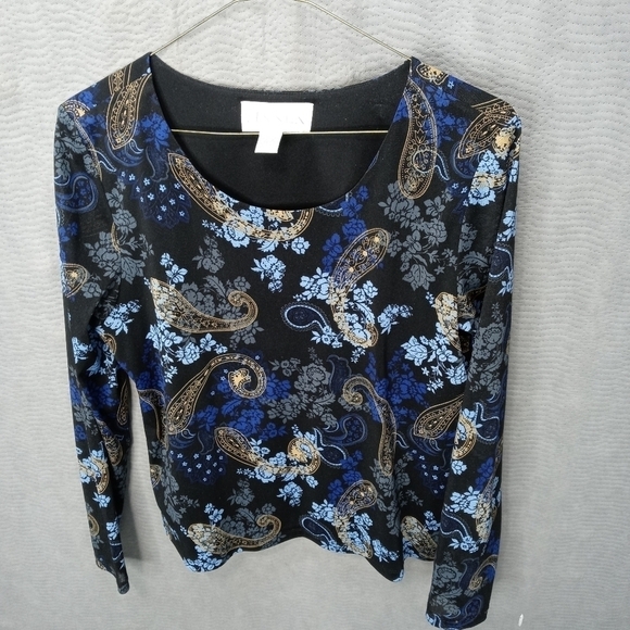 Casual Corner Annex women's top polyester blue flo - Picture 1 of 7